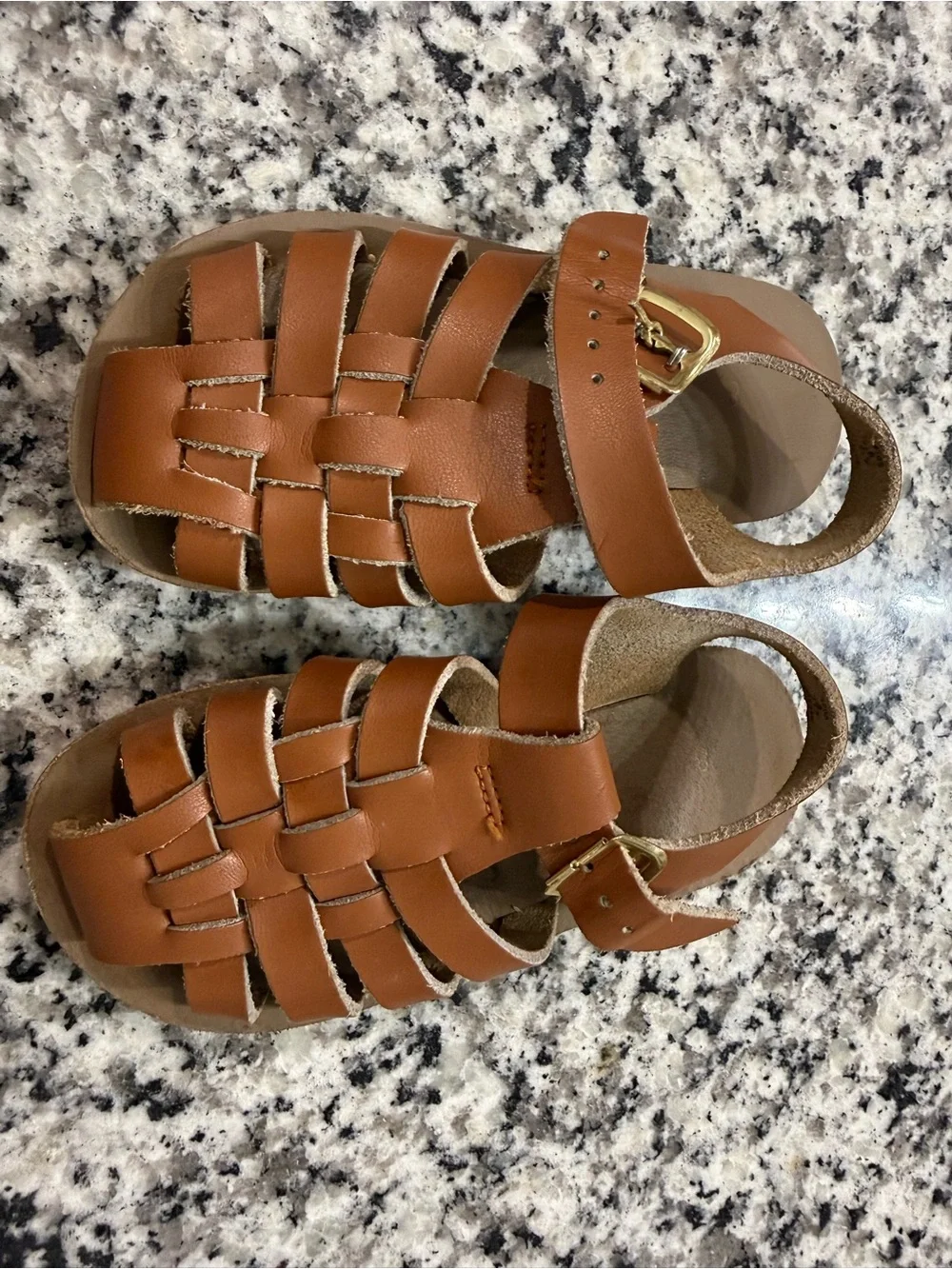 Classic Kids Fisherman Sandals in Tan with Buckle